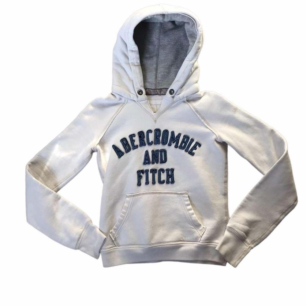 Abercrombie & Fitch Cream Hoodie with Blue Accents